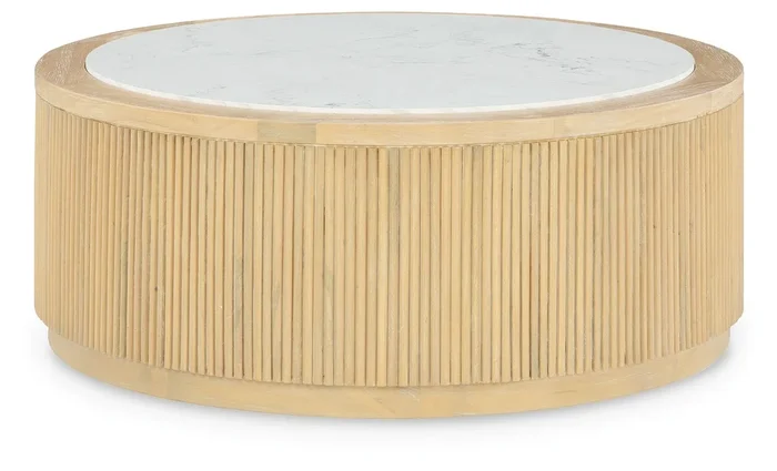 Camdill – Round Cocktail Table – Light Brown / White