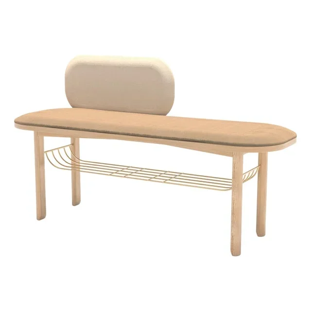 Camel Eustache Bench in Natural Oak by Harto
