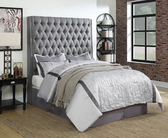 Camille – Upholstered California King Headboard – Gray