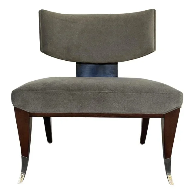 Caracole Modern Moss Green Velvet Mykonos Slipper Chair