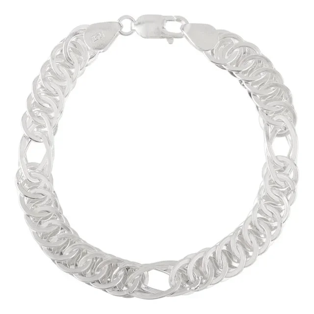 Caratandher Cuban Link Chain Solid Silver Bracelet for Him- Christmas Gifts