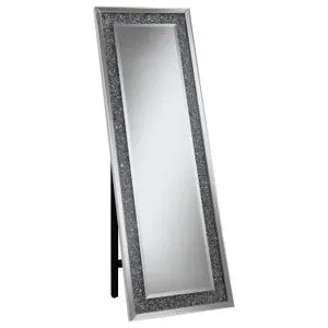 Carisi 22 X 61 Inch Faux Crystal LED Standing Mirror Silver