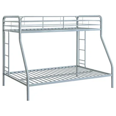 Carson Metal Twin Over Full Bunk Bed Glossy Silver / CS-460340SVR