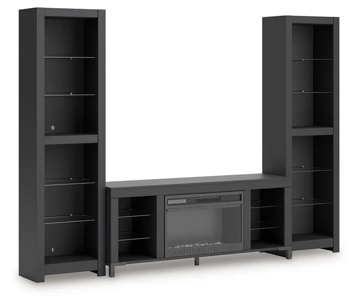 Cayberry – 3-Piece Entertainment Center With Electric Fireplace – Black