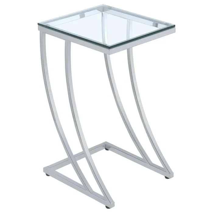 Cayden – Rectangular Glass Top Sofa Side Table – Chrome