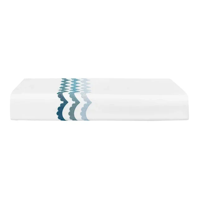 Celerie Kemble + Hamburg House Blue Scallop Full Flat Sheet