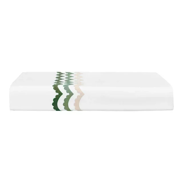 Celerie Kemble + Hamburg House Green Scallop Full Flat Sheet