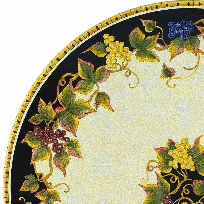 CERAMIC STONE TABLE + IRON BASE: BRINDISI Design^ – Hand Painted in Deruta, Italy.