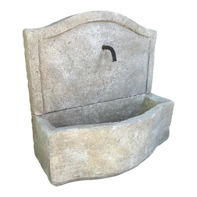 Charleval 2-Piece Limestone Wall Fountain From Provence, France