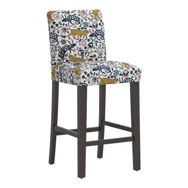Chelsea Bar Stool in Mustard Plum Leopard