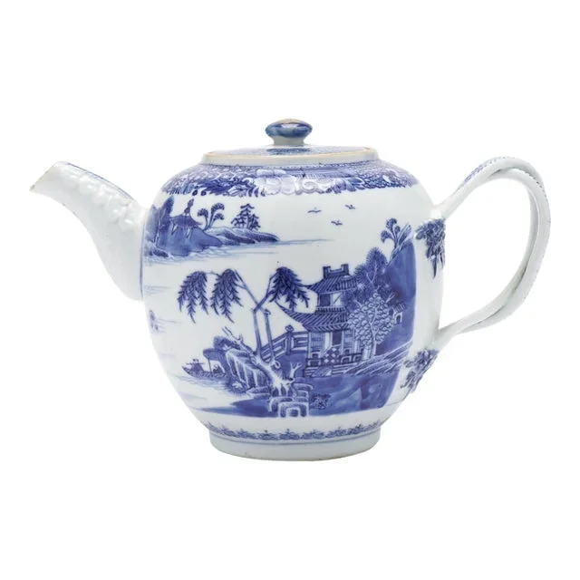 Chinese Porcelain Tea Pot With Lid & Strap Handle, C. 1760-80
