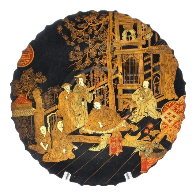 Circa 1850 Chinese Export Papier Mache Footed Tray