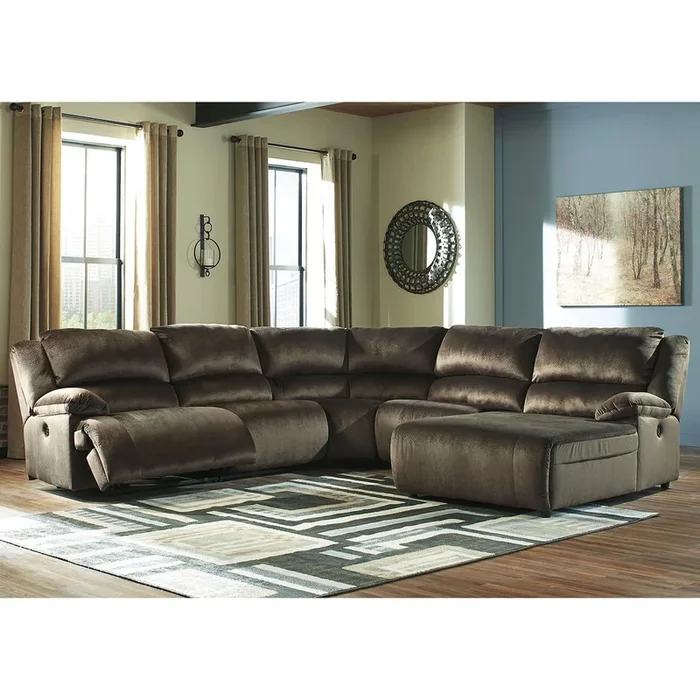 Clonmel – Chocolate – Left Arm Facing Power Recliner 5 Pc Sectional