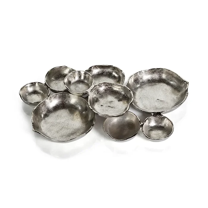 Cluster of 9 Serving Bowls – Nickel