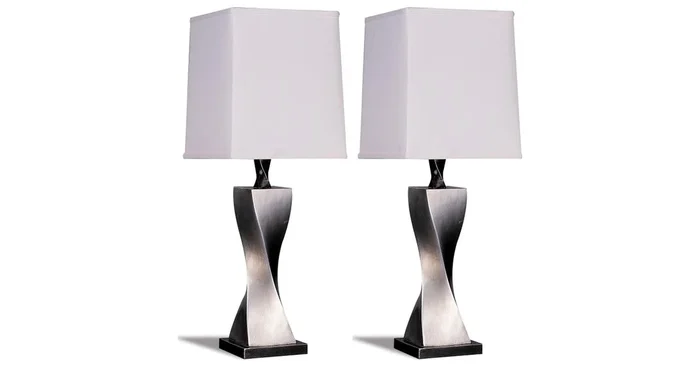COASTER Keene 30-inch Tapered Shade Table Lamp Silver (set of 2) 1497 | Home Haven Furniture and App…