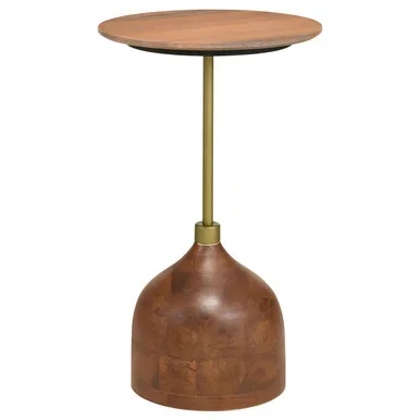 Colima Round Wood Top Accent Side Table Peach / CS-930249