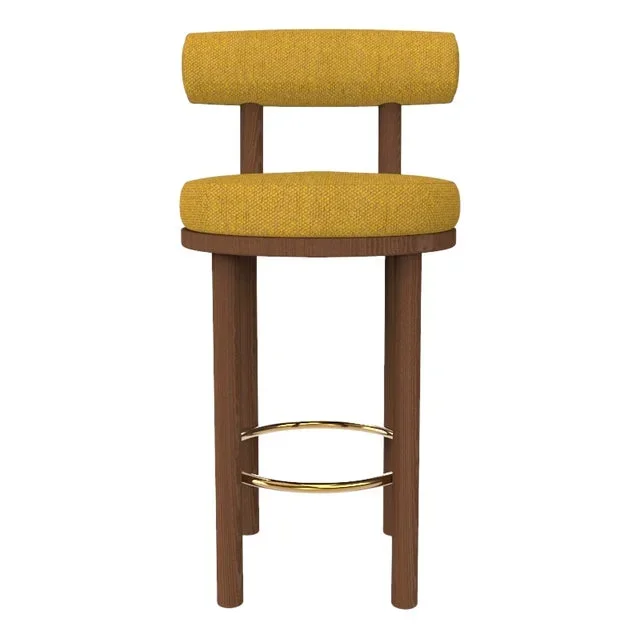 Collector Modern Moca Bar Chair in Safire 17 Fabric and Smoked Oak by Studio Rig