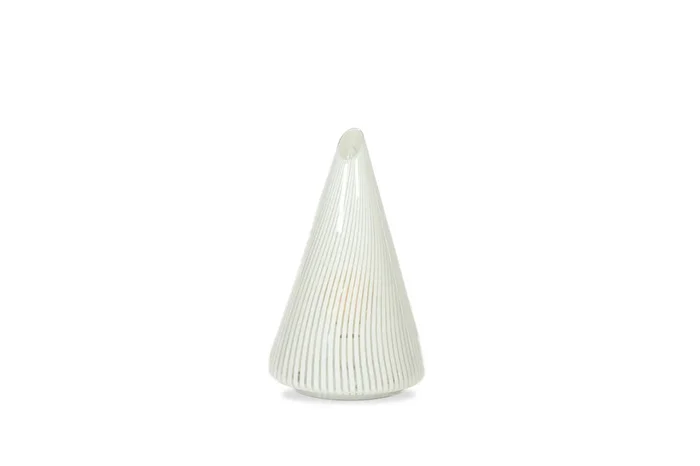 Conical Murano Glass Lamp, white striped pattern, 1970s.