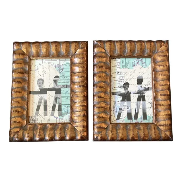 Contemporary 2 Original Wayne Cunningham Small Abstract “Hands Across America “Collages Framed