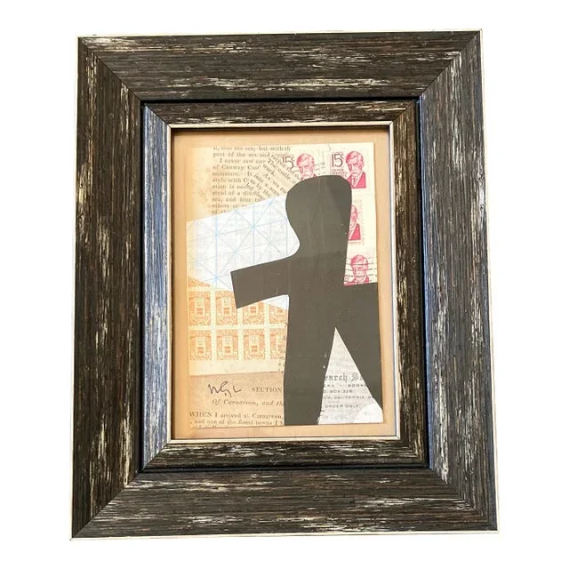 Contemporary Original Wayne Cunningham Abstract Collage Tabletop Frame Signed