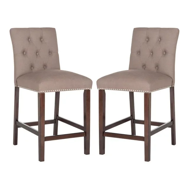 Counter Stool in Dark Taupe & Espresso – a Pair