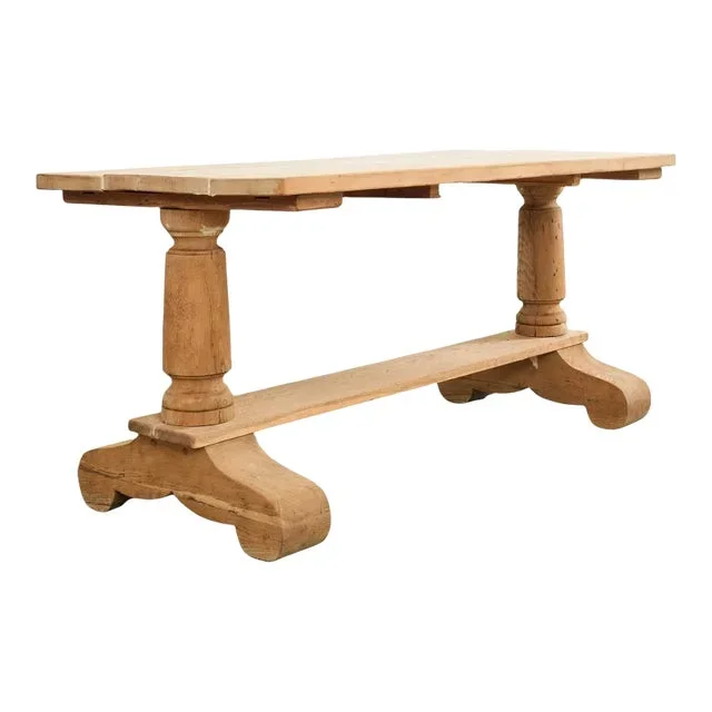 Country French Bleached Oak Farmhouse Trestle Dining Table