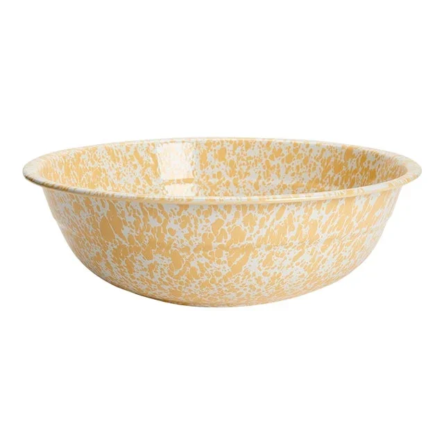 Crow Canyon Home Splatterware, Medium Basin in Yellow & White