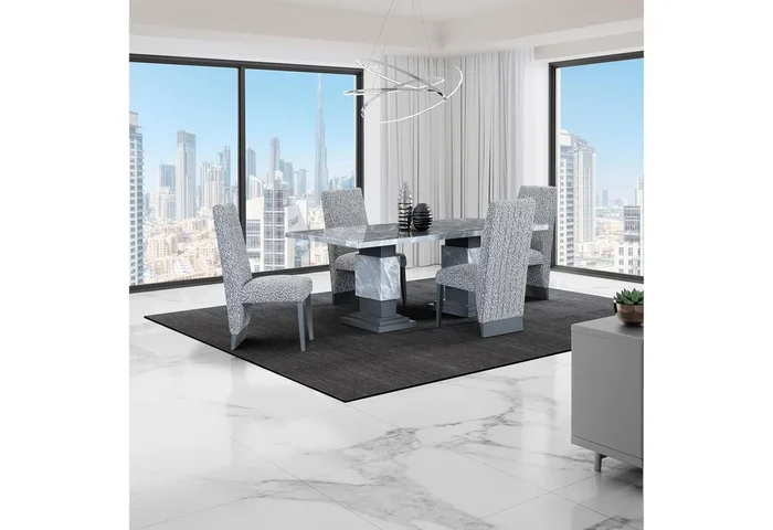 D1212 DINING TABLE + 4 D12DC WHITE/GREY