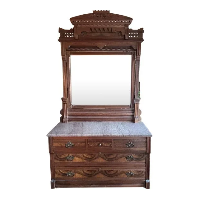 Daniel Pabst Attributed Aesthetics Movement Gothic Walnut Dressing Bureau