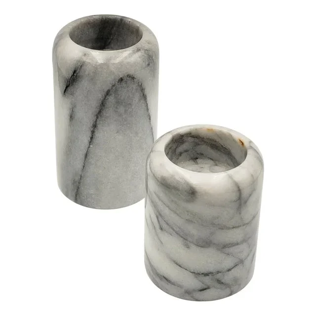 Danish Marble Candleholder Set, 1970s, Set of 2