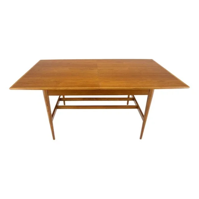 Danish Mid Century Modern Walnut Stretcher Base Walnut Dining Writing Table