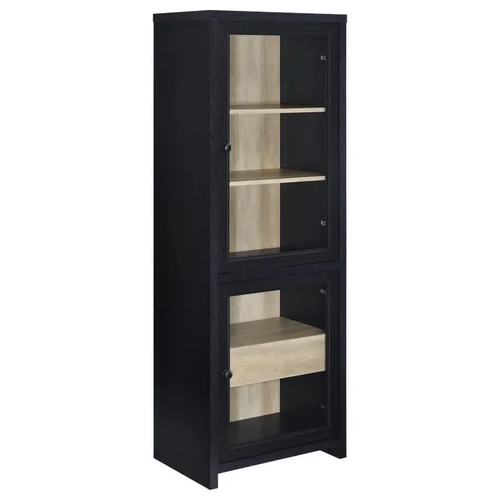 Denison – 67″ 2-Door Media Tower Storage Cabinet – Black