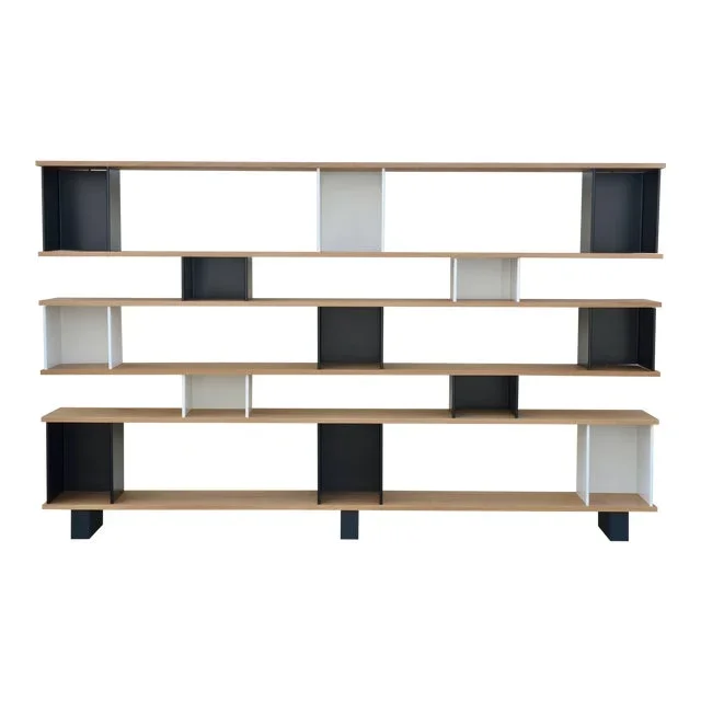 Design Frères Oak Black and White “Horizontal” Shelving Unit