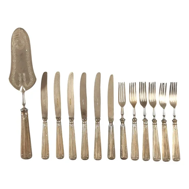 Dessert Cutlery Set in 800 Silver Metal, 1950s, Set of 13