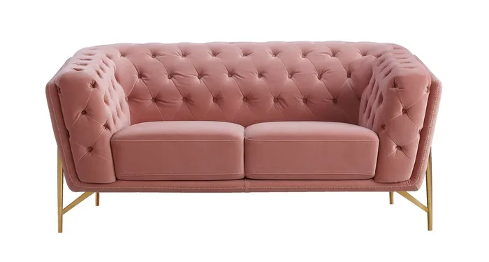 Divani Casa Aiken Modern Salmon Velvet Loveseat