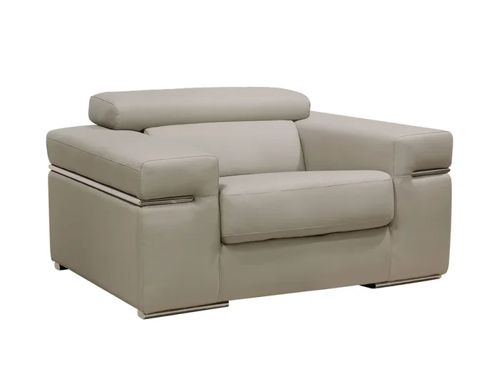 Divani Casa Atlantis Modern Light Grey Vegan Leather Accent Chair