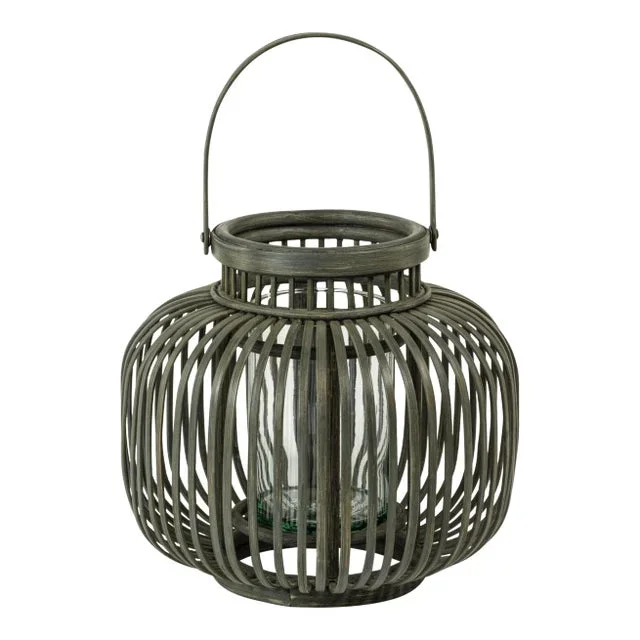 Dumai Gray Bamboo Decorative Lantern, Small