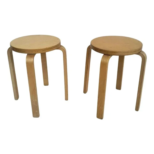 E60 Wooden Stools by Alvar Aalto for Artek, 1960s, Set of 2