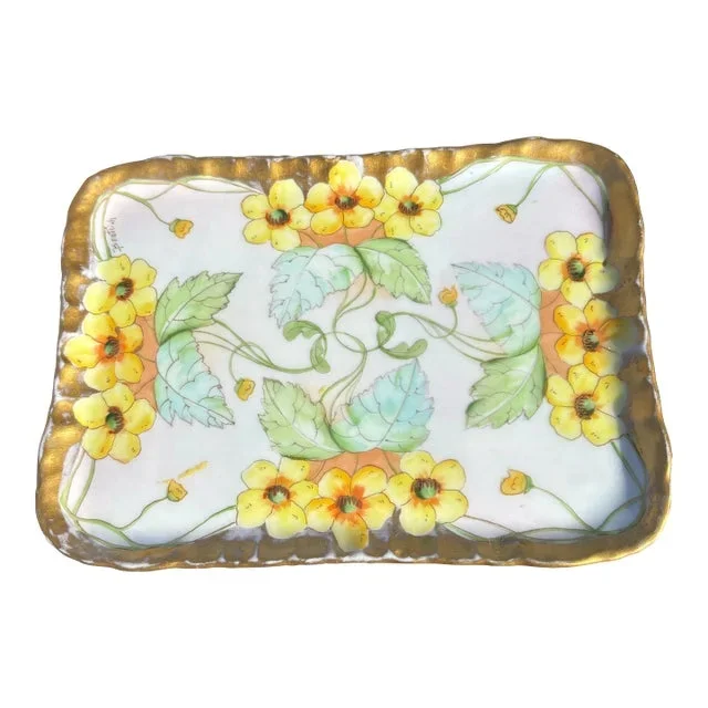 Early 1900s Art Nouveau Limoges Wg&c Dresser Tray Decorated by Pickard Signed Beautlich