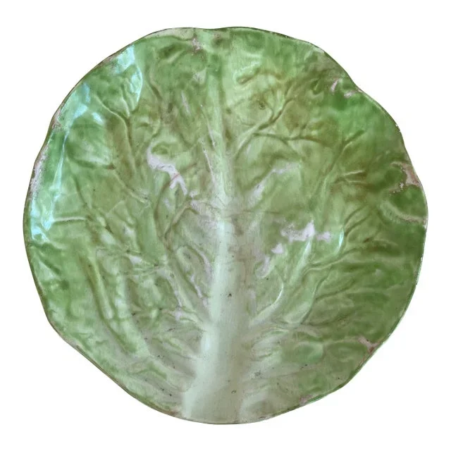 Early 1900s Lettuce Leaf Form Majolica Plate