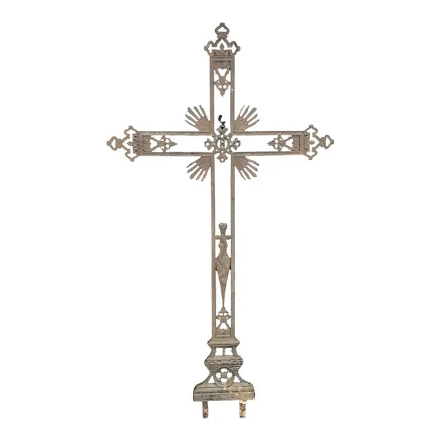 Early 20th Century French Early Iron Cross With Crown, Snake and Dagger Detail