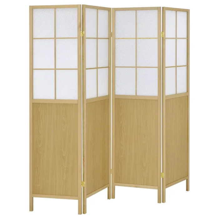 Edwards – 4-Panel Room Divider Folding Shoji Screen – Natural
