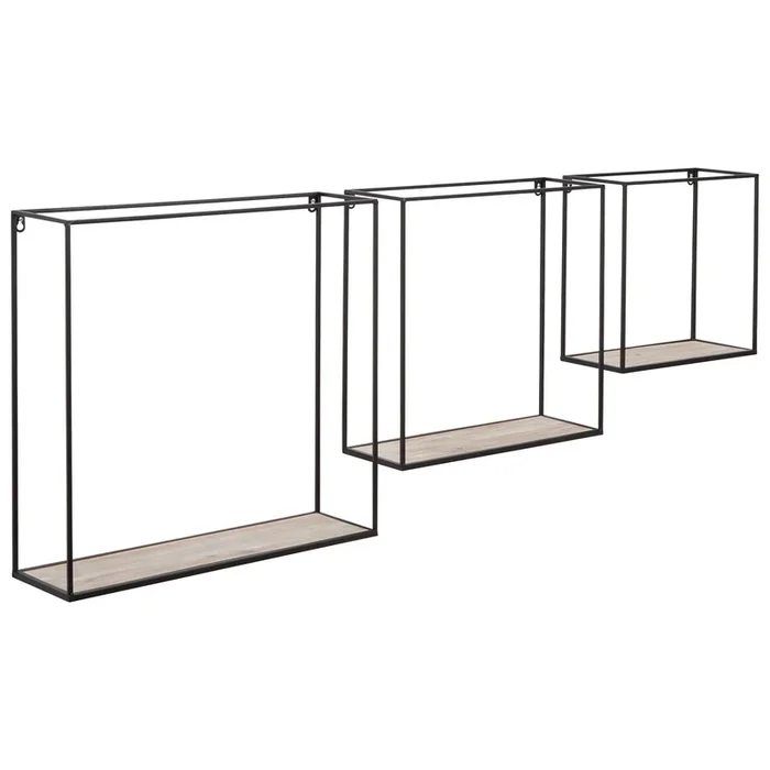 Efharis – Black/antique Gray – Wall Shelf Set (3/cn)