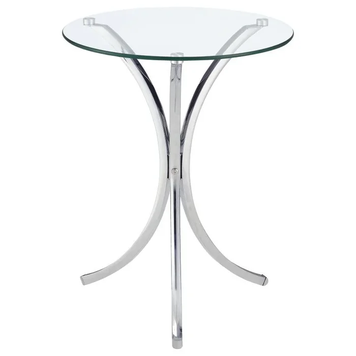 Eloise – Round Glass Top Accent Side Table – Chrome