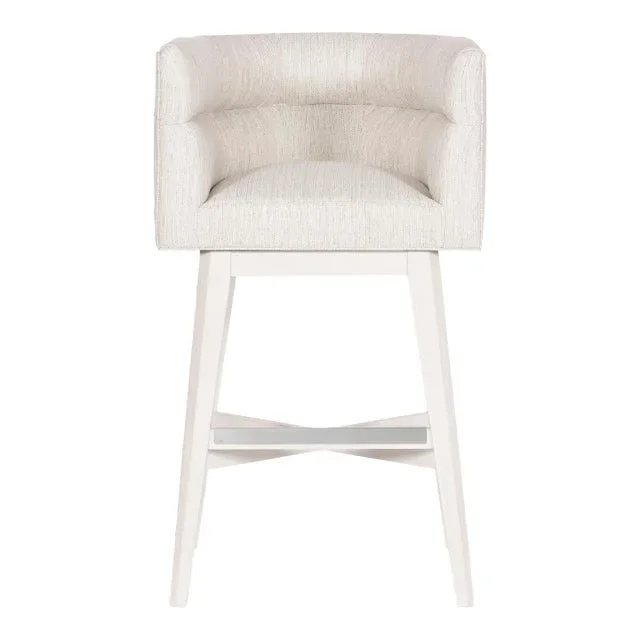Emmett Bar Stool in Index Porcelain with Wood Retro Swivel Base & Casablanca Finish