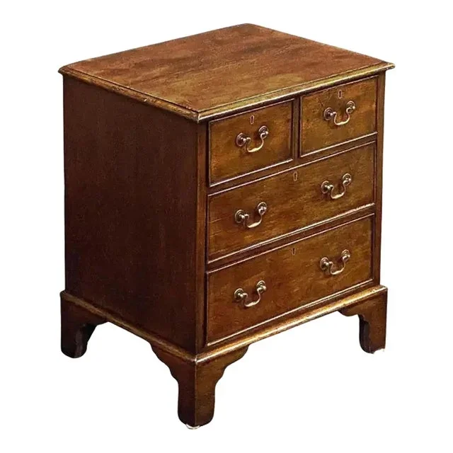English Small Cabinet Chest of Drawers of Oak on Bracket Feet