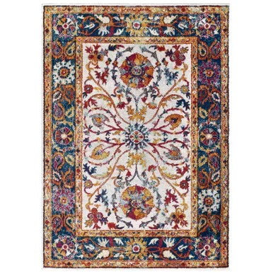 Entourage Samira Distressed Vintage Floral Vintage Medallion 5×8 Area Rug / R-1174-58