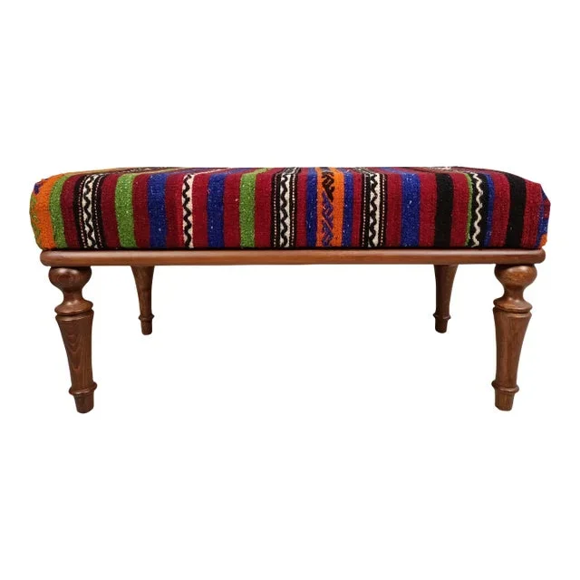Ethnic Kilim Upholstered Bench