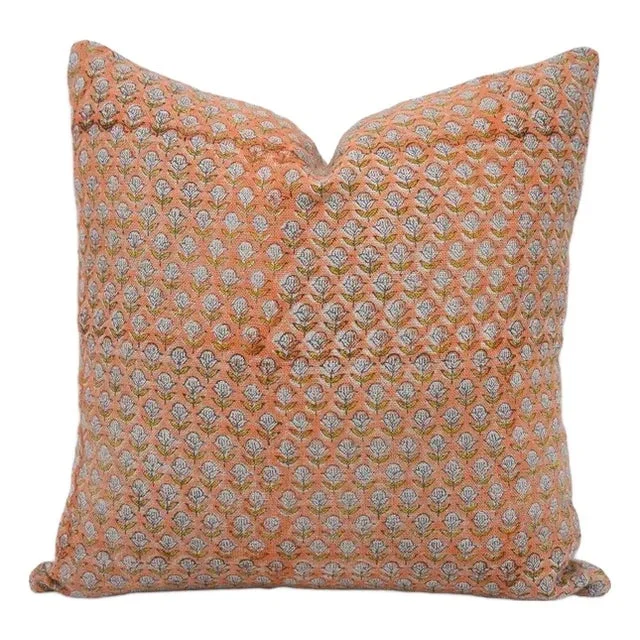 Fabdivine Block Print Thick Linen Pillow Cover 14×14 Inch Home Decor Accent- Tarangini
