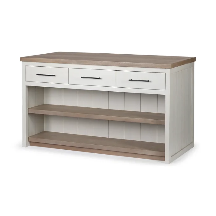 Fairview II White & Brown Two-Tone Stain Solid Wood Kitchen Island 68479 by Mercana at Old Brick Furniture & Mattress Co.